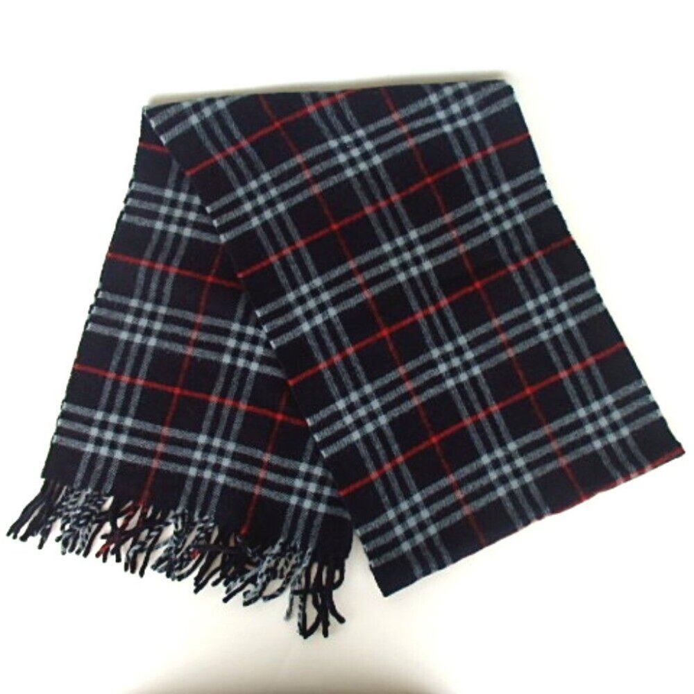 Authentic Burberry Check Pattern Scarf Wool [Used] - image 1